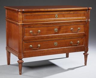 Appraisal: French Louis XVI Style Carved Cherry Commode th c the