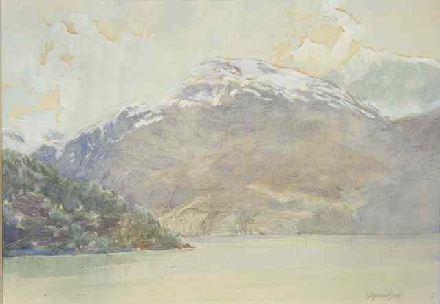 Appraisal: Stephen Bone - 'Norwegian Fjord' signed watercolour x Robertson Bruce