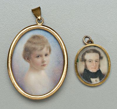 Appraisal: Two miniature portraits one of a child signed at right