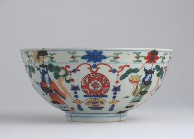 Appraisal: A rare Chinese wucai bowl the exterior brightly painted with