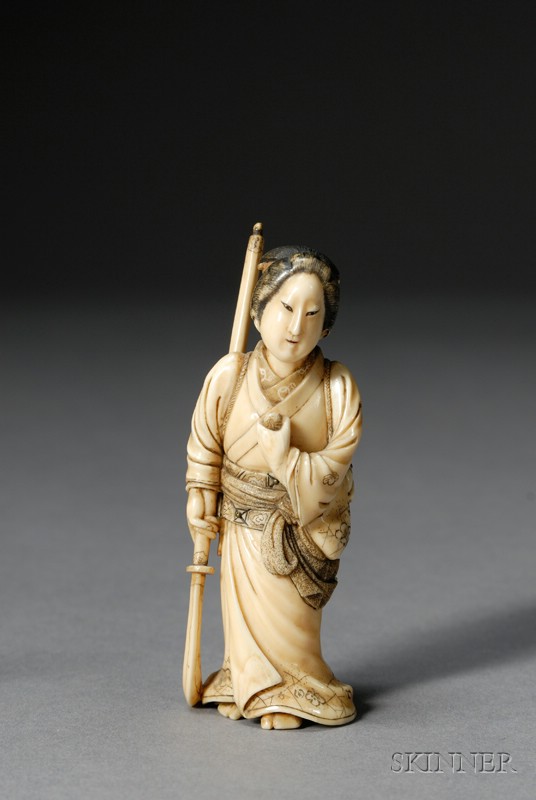 Appraisal: Ivory Carving Japan th century standing figure of a woman