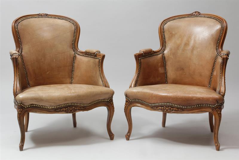 Appraisal: Pair of Louis XV Style Beechwood Berg res en Cabriolet