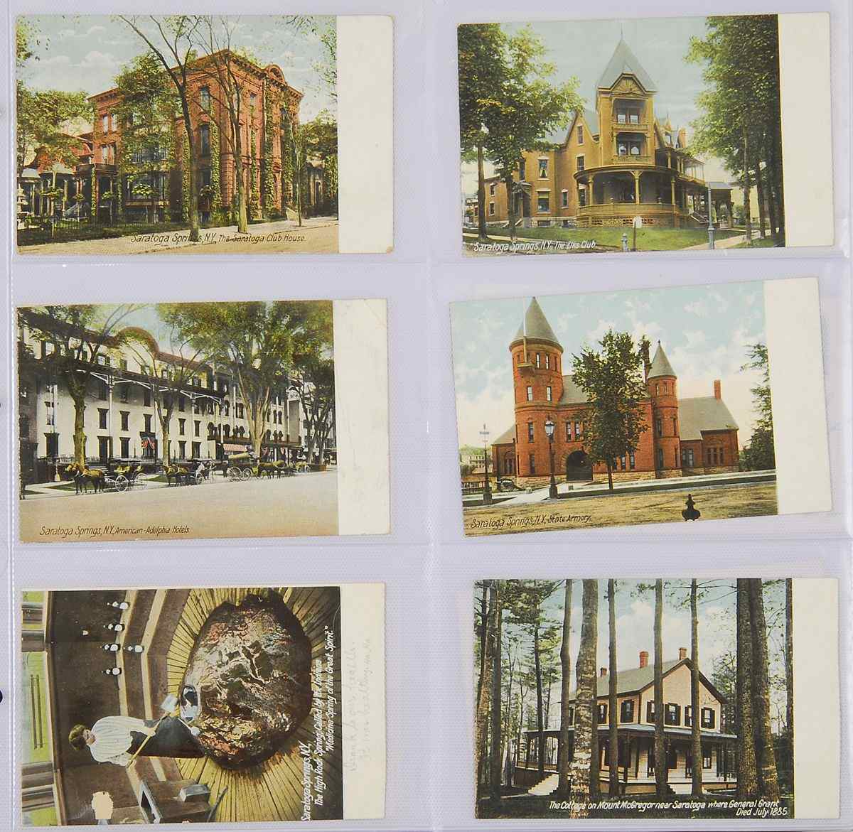 Appraisal: PAGE SLEEVES SARATOGA SPRINGS HORSE RACING postcards Early The Elks