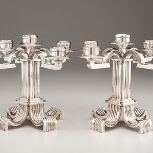 Appraisal: Art Deco Portuguese Early th Century Pair of Candelabra silver