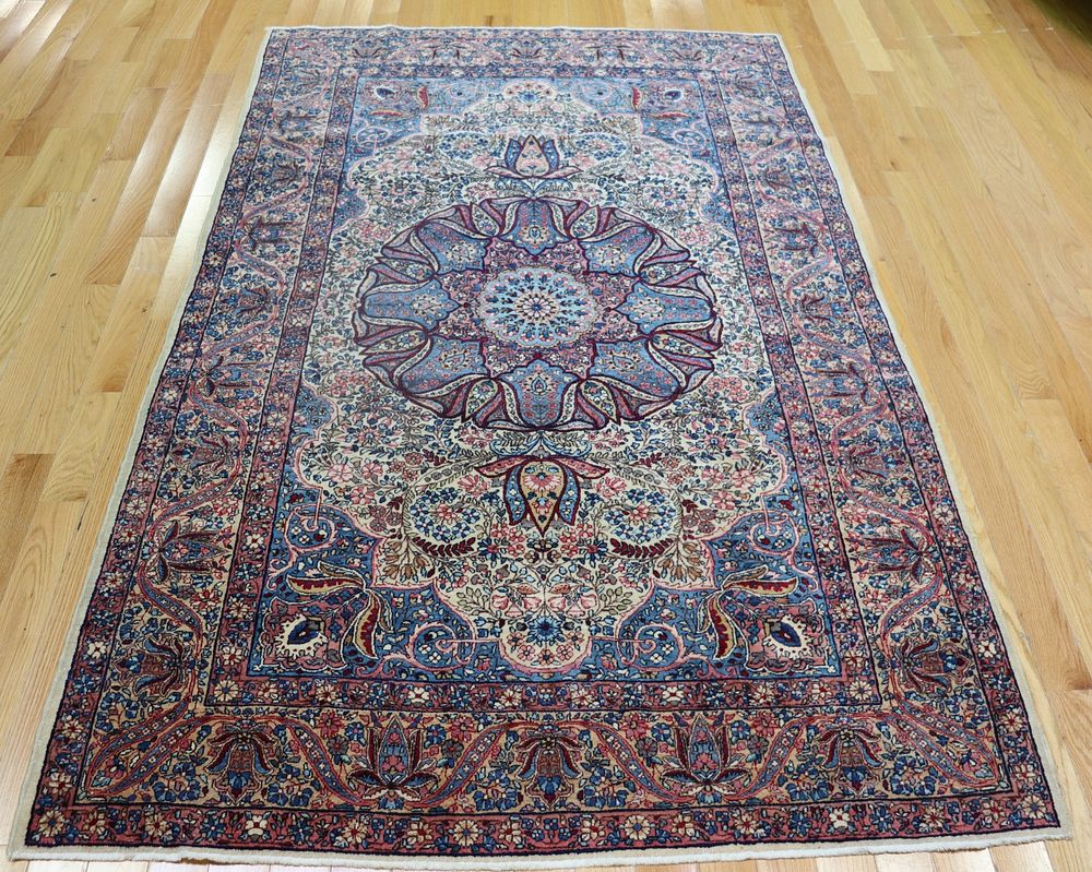 Appraisal: Antique And finely Hand Woven Kerman carpet Very fine weave