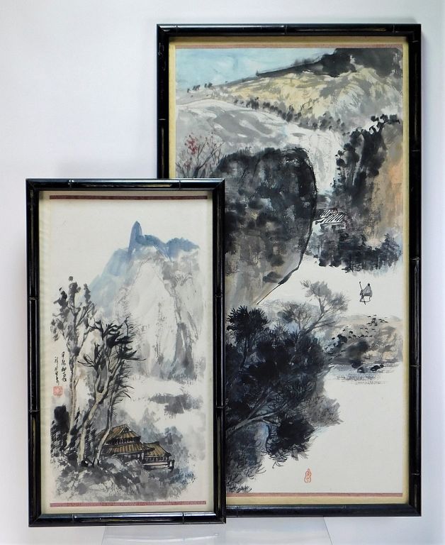 Appraisal: Chinese Qing Dynasty Landscape Scroll Paintings China Qing Dynasty Includes