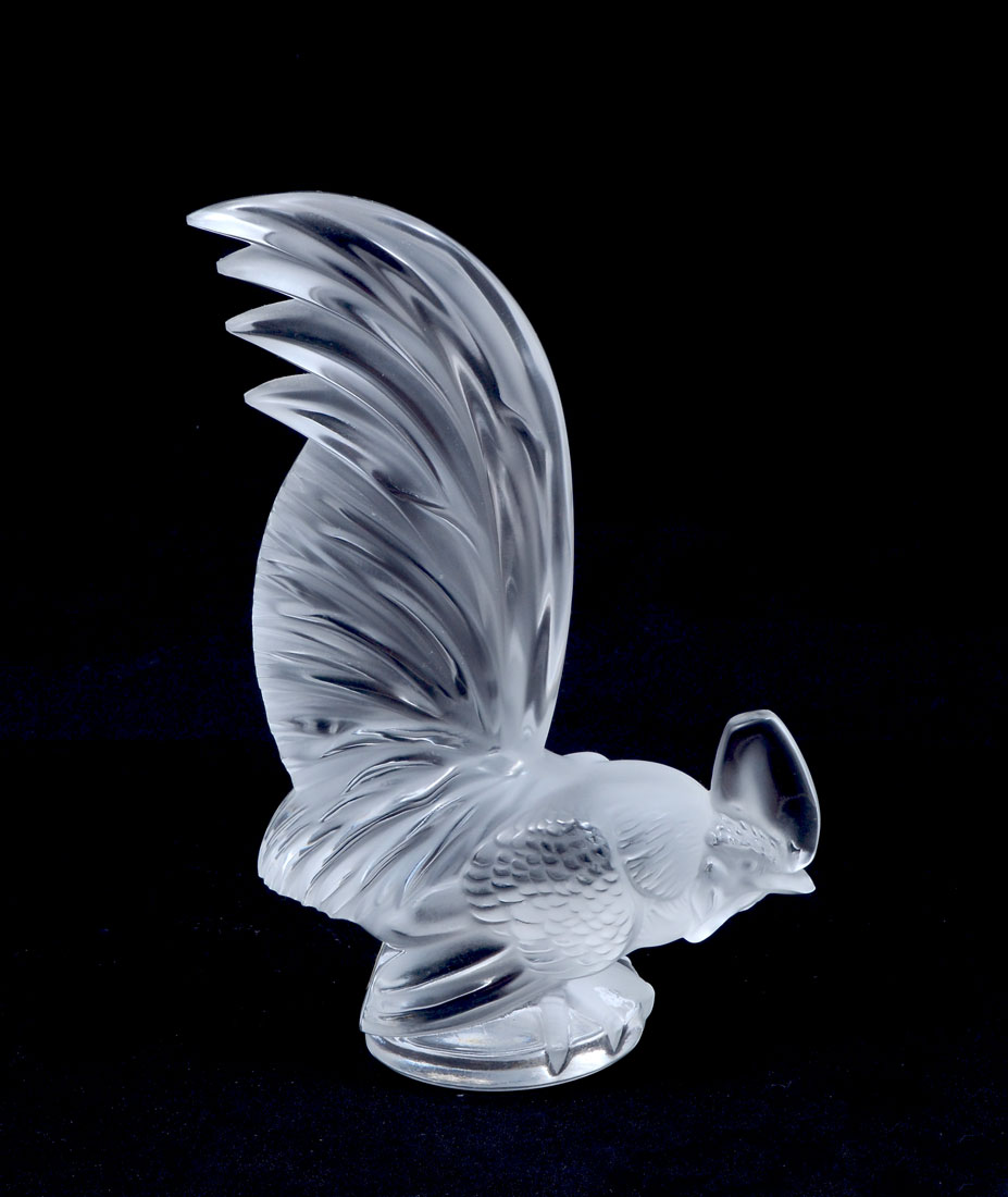 Appraisal: LALIQUE CRYSTAL COQ NAIN CAR MASCOT PAPERWEIGHT Frosted crystal figure