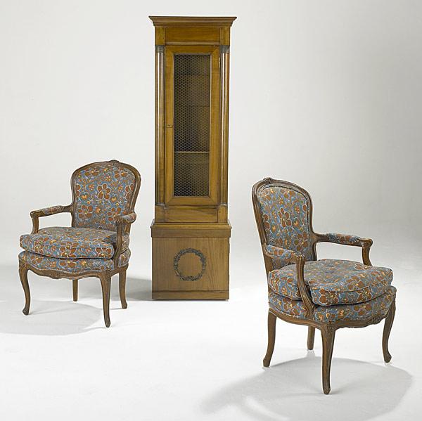 Appraisal: FRENCH FURNITURE Pair of bergere chairs with floral upholstery and