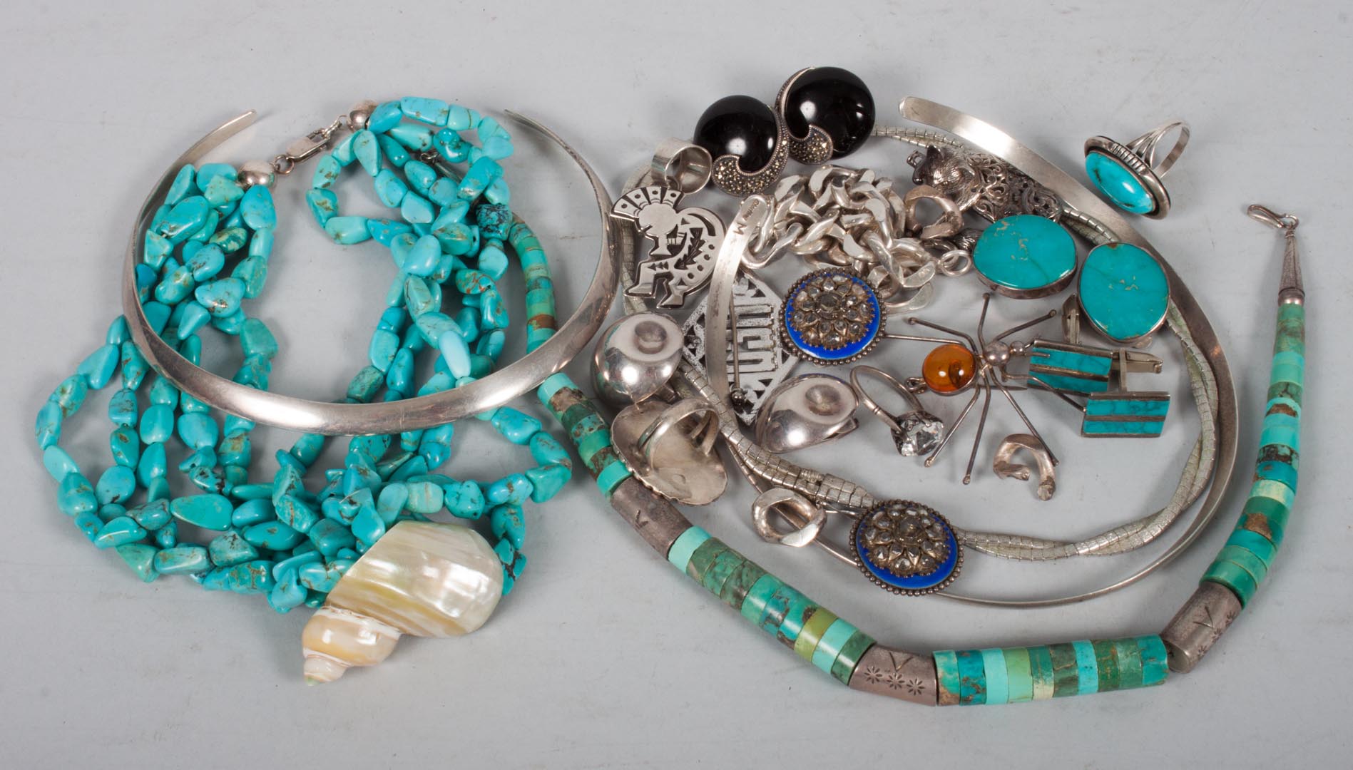 Appraisal: Bag of assorted silver and turquoise jewelry most marked sterling