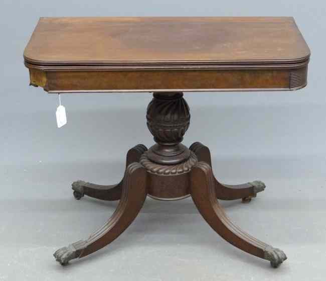 Appraisal: th c Empire mahogany carved and reeded card table legs