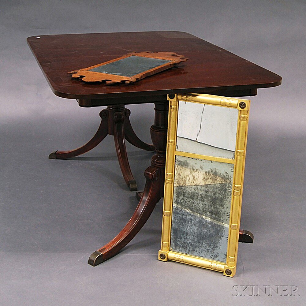 Appraisal: Regency-style Mahogany Double-pedestal Dining Table and Two Mirrors pedestals with