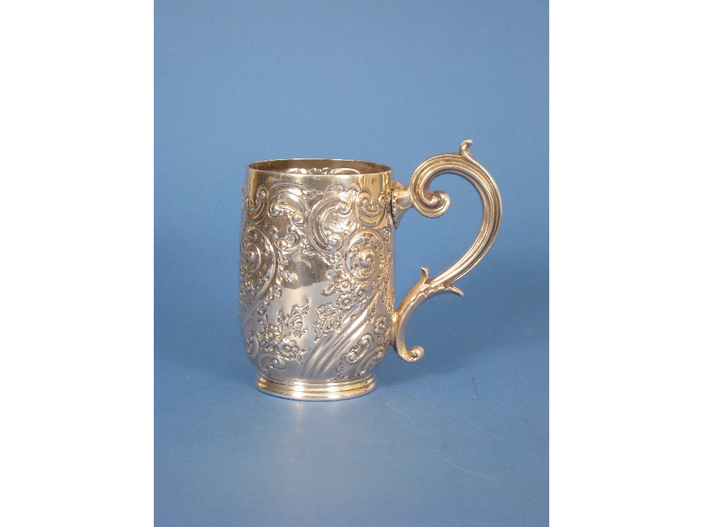 Appraisal: A Victorian Christening Mug floral and scroll embossed with vacant