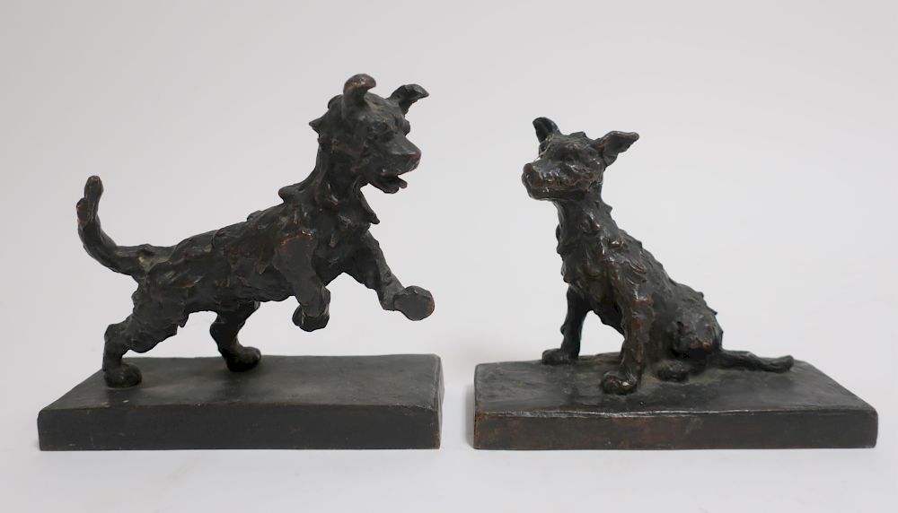 Appraisal: Edith Barretto Parsons Two Bronze Terriers Edith B Parsons American