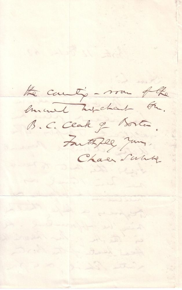 Appraisal: CIVIL WAR SUMNER CHARLES Autograph Letter Signed as U S