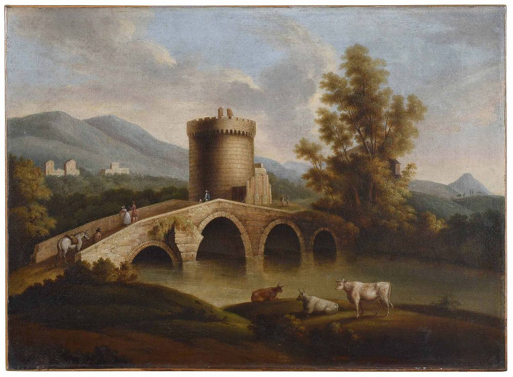 Appraisal: Italian School Painting th century The Campagne with Bridge and