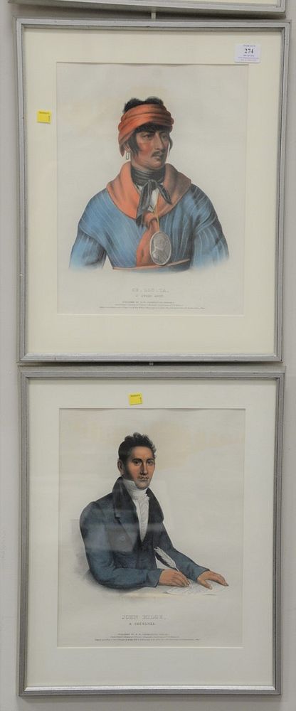 Appraisal: Six framed colored Indian engravings to include Me-na-wa by Greenough