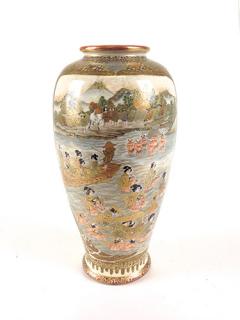 Appraisal: Japanese mid- th c Satsuma vase having bathing scene boats