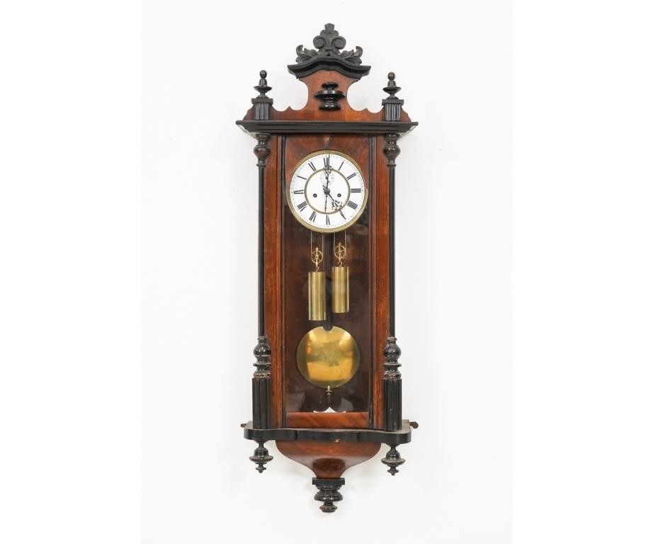 Appraisal: Vienna Regulator wall clock th c with ebony trim h