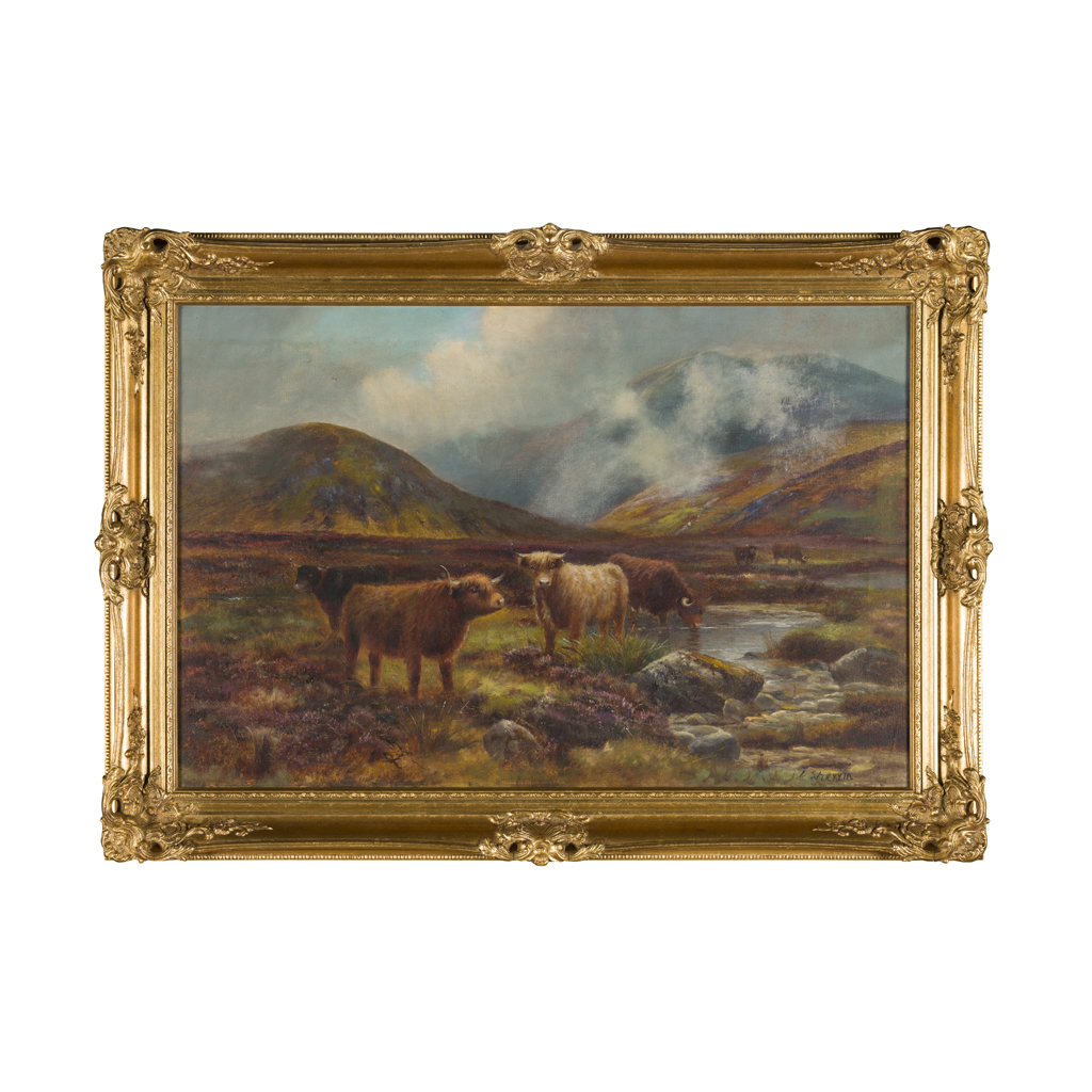 Appraisal: DANIEL SHERRIN BRITISH - HIGHLAND CATTLE signed oil on canvas