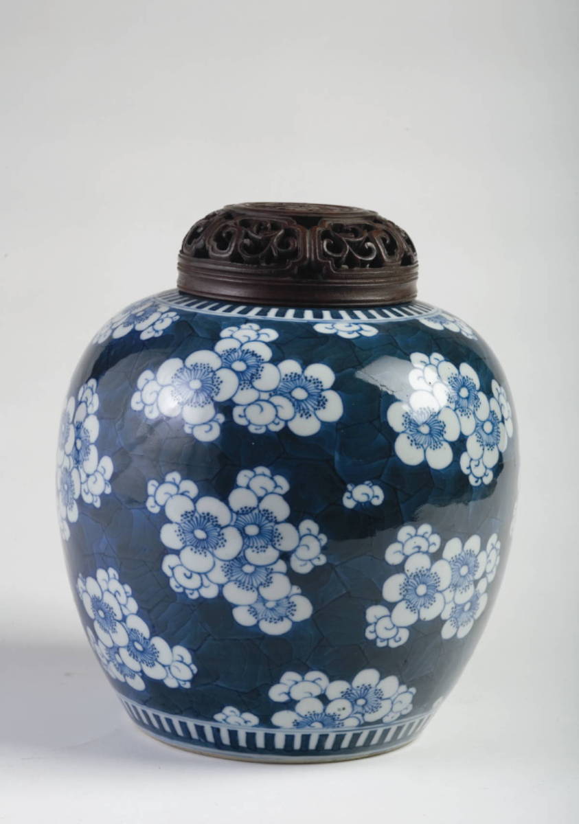 Appraisal: CHINESE PORCELAIN BLUE AND WHITE GINGER JAR WITH PRUNUS BLOSSOMS