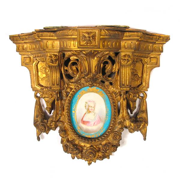 Appraisal: A gilt bronze bracket with Sevres plaque height in width