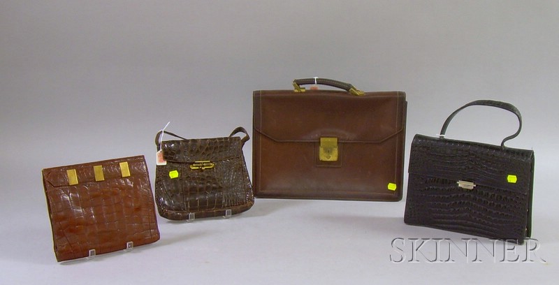 Appraisal: Leather Briefcase and Three Alligator-type Purses