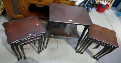 Appraisal: matching shaped nest of tables and a storage table