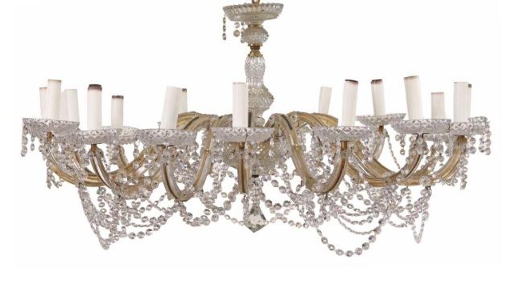 Appraisal: Maria Theresa style sixteen-light chandelier th c having turned-shape cut