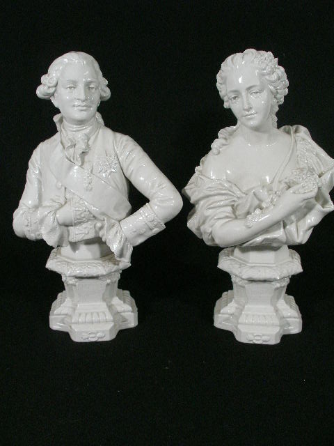 Appraisal: Pair of Capo di Monte Porcelain Busts ca depicting Louis