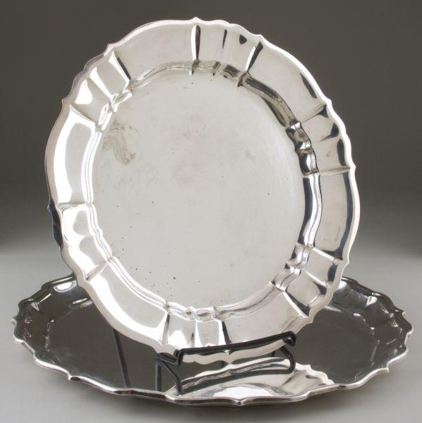 Appraisal: Two Sterling Silver Chippendale Trays the larger by Reed Barton