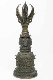 Appraisal: Tibetan Cast Bronze Bell with Open Vajra Antique Antique Tibetan