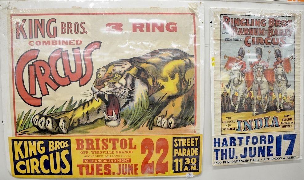 Appraisal: Two circus posters including King Bros Combined Ring Circus x