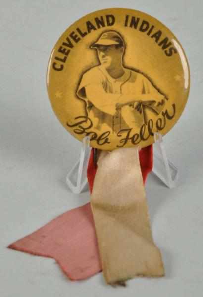 Appraisal: Bob Feller Photo Pin Description Shows HOFer Feller wearing his