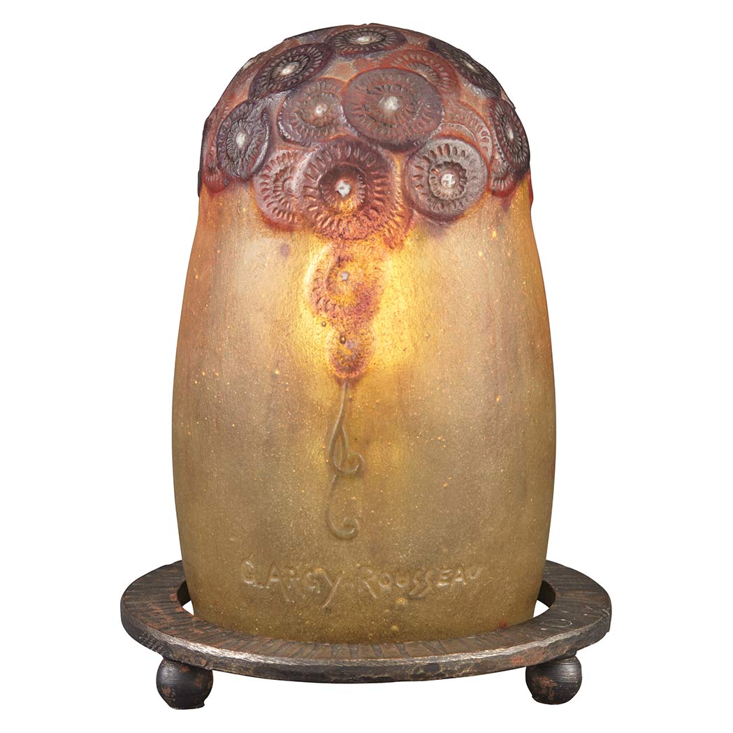 Appraisal: G Argy Rousseau Pate-de-Verre and Iron Night Light Lamp s