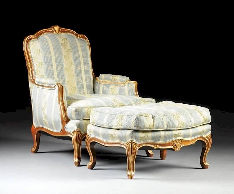 Appraisal: A LOUIS XV STYLE PARCEL GILT AND CARVED WOOD BERG