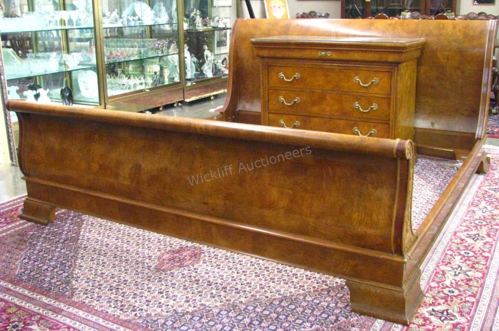 Appraisal: A Henredon Charles X Collection king size sleigh bed headboard