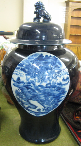 Appraisal: LARGE CHINESE PORCELAIN FLOOR JAR with matching dome lid the