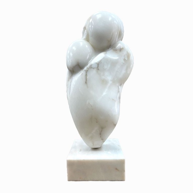 Appraisal: Contemporary Marble Sculpture Tall white marble woman holding a child