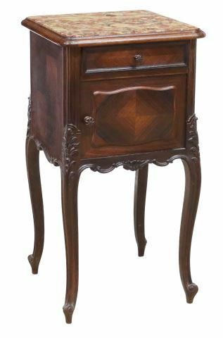 Appraisal: French Louis XV style marble-top walnut nightstand early th c