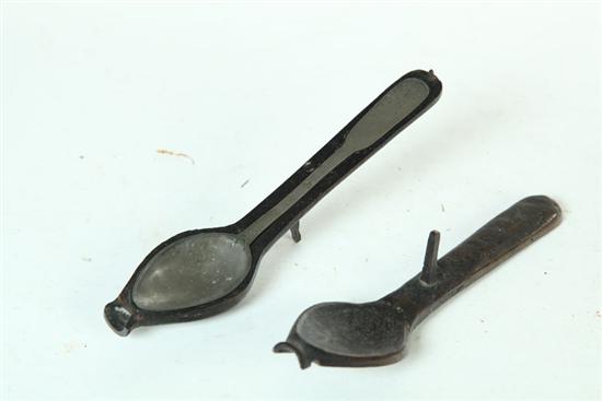 Appraisal: BRONZE SPOON MOLD AND A RESULTING PEWTER SPOON European th