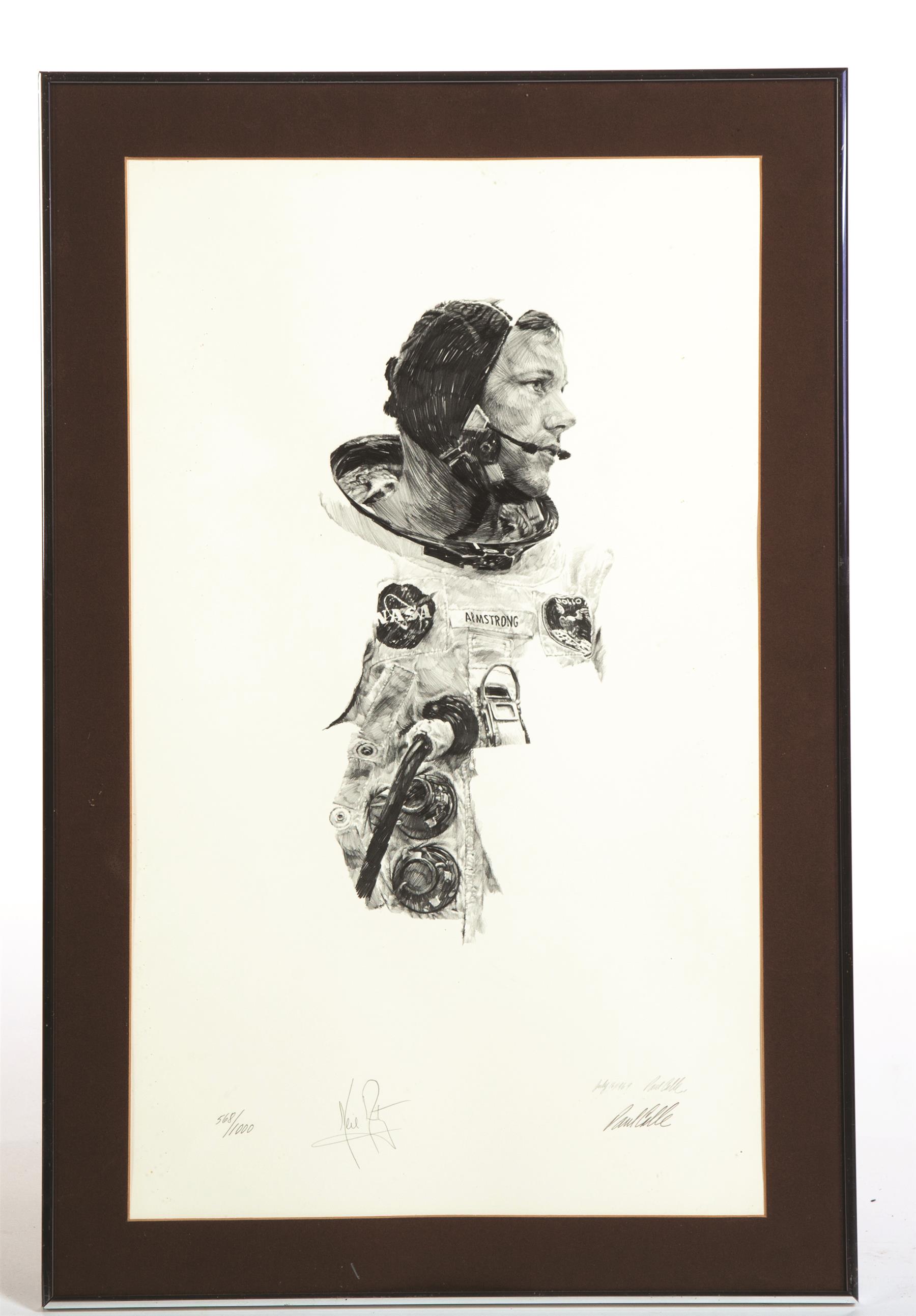 Appraisal: NEIL ARMSTRONG PRINT AFTER PAUL CALLE AMERICAN - Signed and