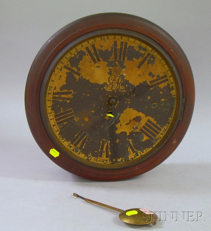 Appraisal: English Dial Clock with mahogany case painted iron dial with