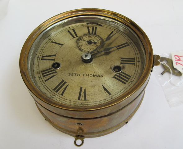 Appraisal: SETH THOMAS AMERICAN BRASS SHIPS CLOCK day time and bell