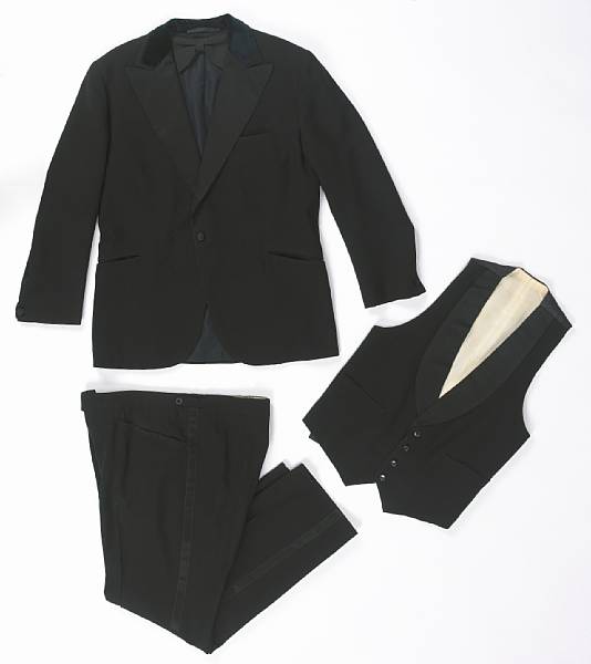 Appraisal: A Frank Sinatra bespoke tuxedo A three piece ensemble made