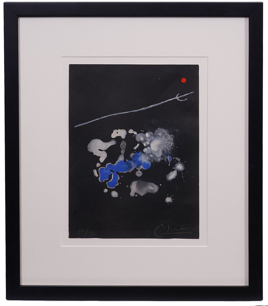 Appraisal: Joan Miro Lithograph on Black Background Joan Miro Spain -