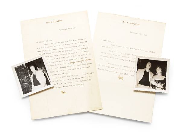 Appraisal: A Rock Hudson set of signed letters and snapshots Typed