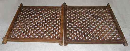 Appraisal: A Teak Latticework Double Door Dog Gate circa Height x