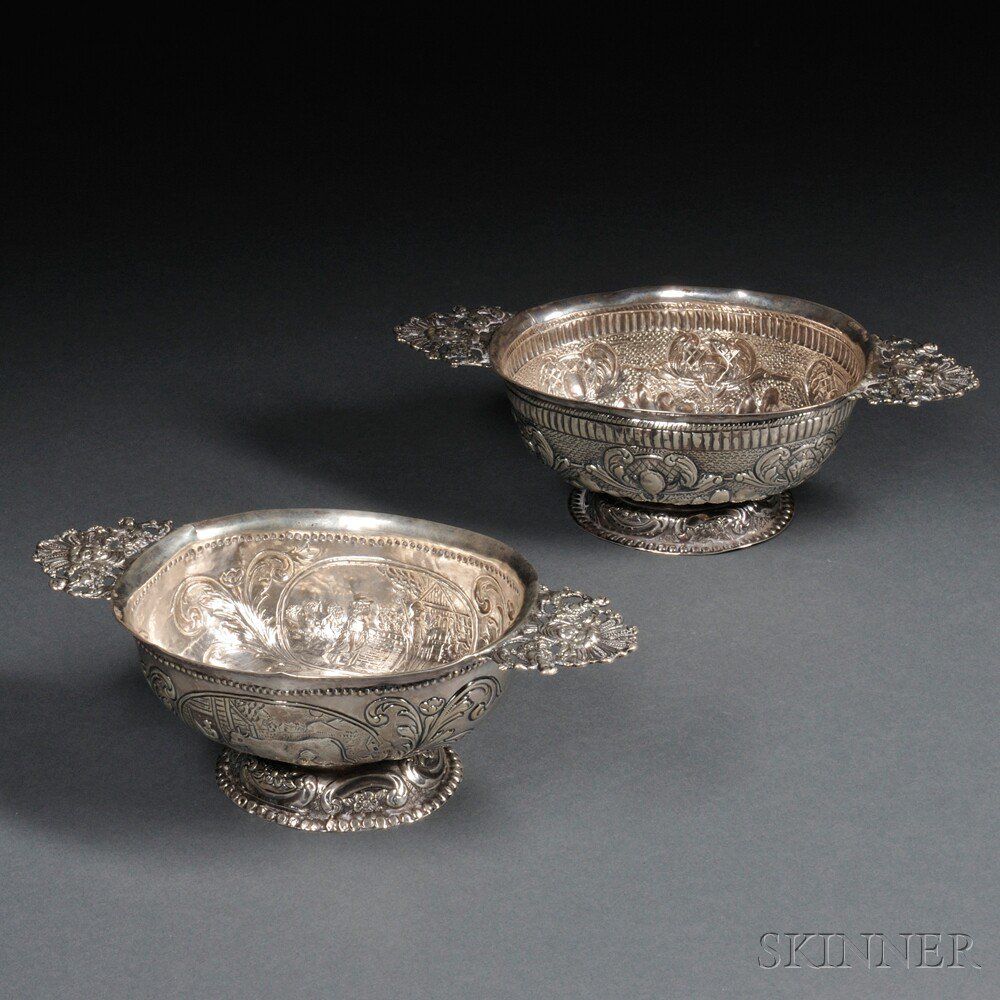 Appraisal: Two Dutch Silver Bowls probably maker's mark SH with English