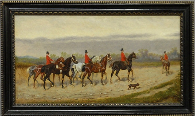 Appraisal: - Continental oil on panel fox hunting painting late th