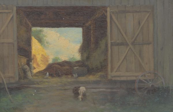 Appraisal: ADDISON THOMAS MILLAR AMERICAN - x Barnyard scene with sheep